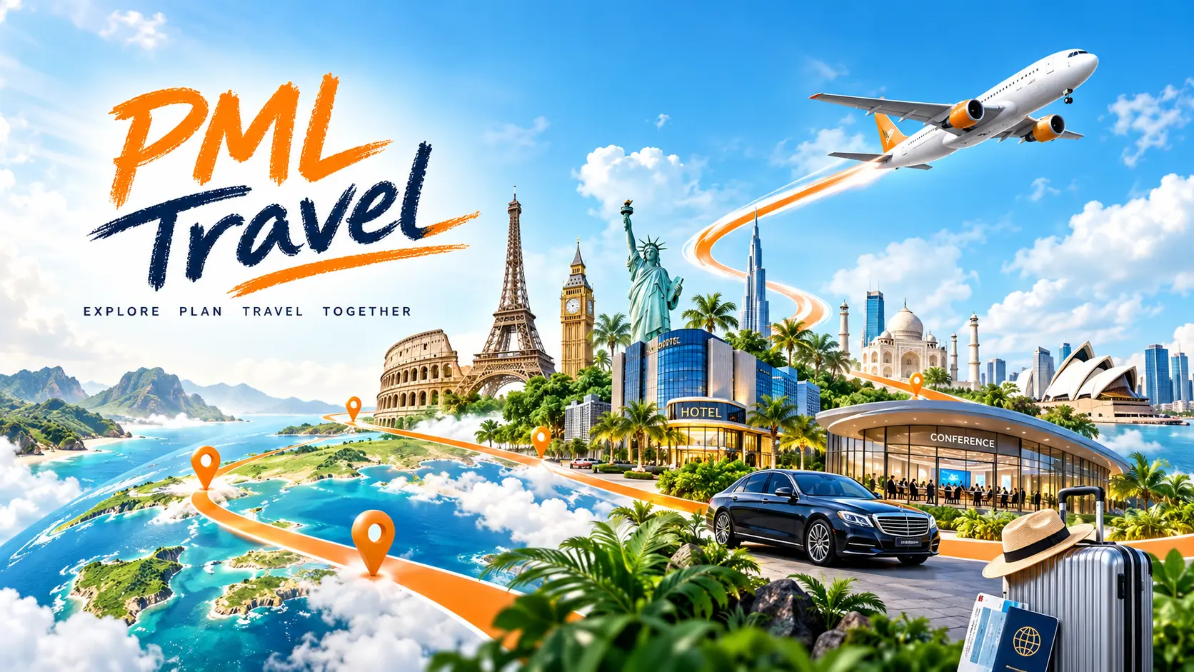 Colourful international travel destinations