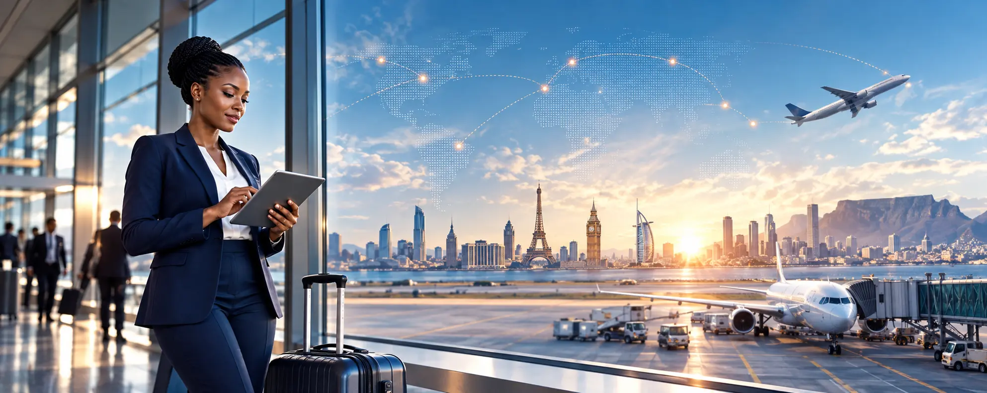 Executive traveller at an international airport