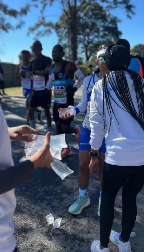 Athletes and supporters at a race event